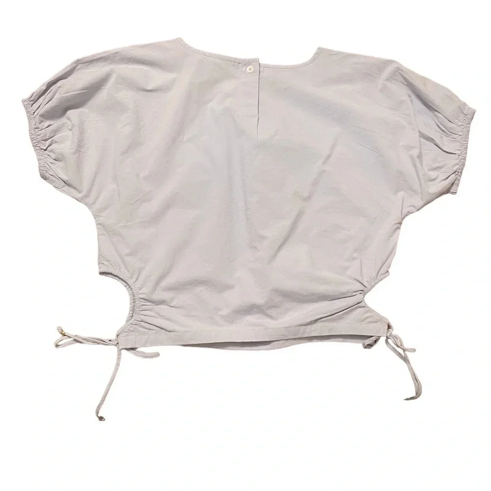 NWT Madewell Poplin Puff-Sleeve Cutout Crop Top, Lavender